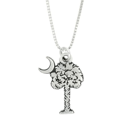 tree crecent palmetto charm palm sterling moon necklace silver