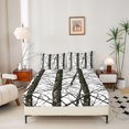 thumbnail image 2 of Manfei Retro Branches Plant Fitted Sheet Queen, Jungle Tree Botanical Bedding, Black White, 3 Pieces, 1 Fitted Sheet and 2 Pillowcases, 2 of 6