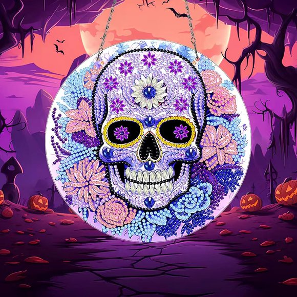shiyou-Diamond Painting Accessories 5D DIY Diamond Art Skull Creative Design Handmade Acrylic Pendant Mosaic Making kit Pendant Decoration Living Room Halloween