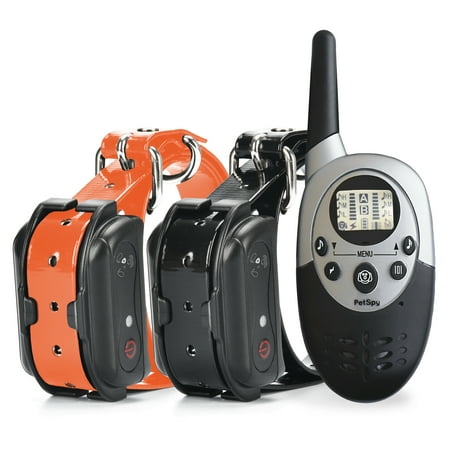 PetSpy 1100 Yard Waterproof Rechargeable Remote Training Dog Collar with Beep, Vibration and Electric Shock for 2 (Best Gps Dog Tracking Collar)