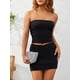 thumbnail image 4 of SAYOO Conjuntos de 2 piezas para mujer, blusas cortas de color liso sin tirantes de corte bajo, falda de cadera súper corta de cintura baja, ropa de verano para damas Bar/Fiesta/Club SAYOO moda, 4 of 9