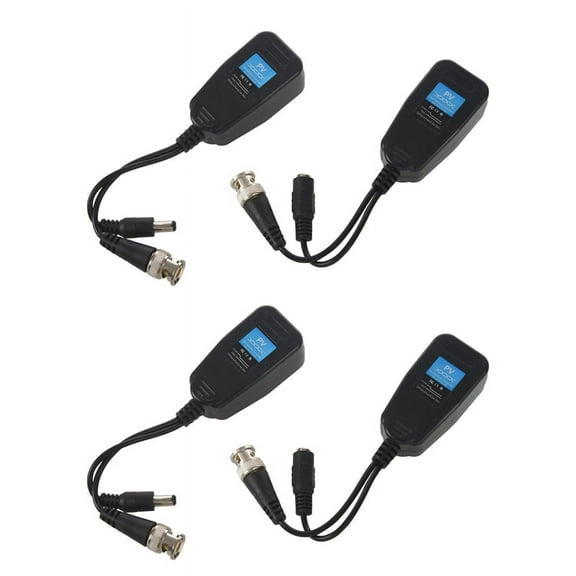 HD-CVI/TVI/AHD Passive Video Balun with Power Connector and RJ45 CAT5 Data Transmitter 2 Pair,4 x HD CCTV CVI/TVI/AHD Video Balun with Power Connector and RJ45 CAT5 Data Transmitter,Black
