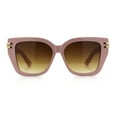 thumbnail image 3 of Womens Minimal Ornate Metal Hinge Thick Plastic Horn Rim Fashion Sunglasses Pink - Brown, 3 of 8