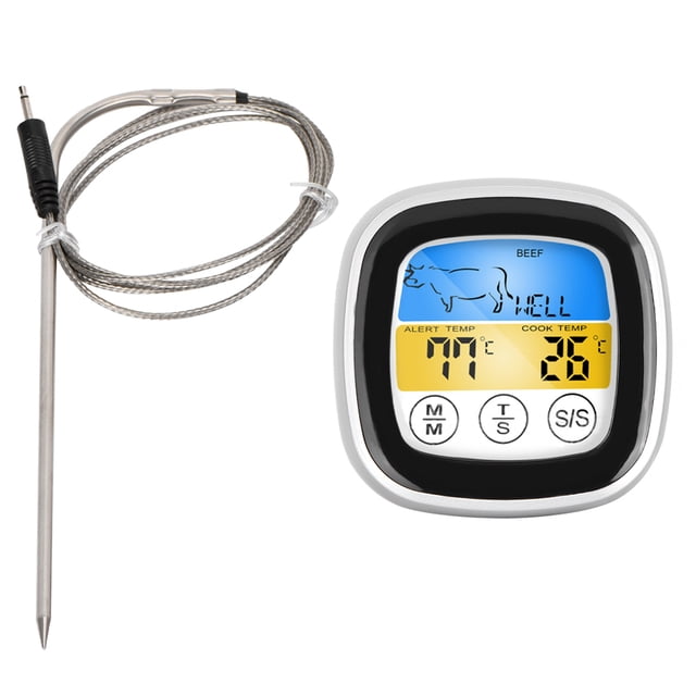 Termómetro De Cocina Digital, Diseño De Pantalla Táctil Sensible, Temporizador De Alimentos Para Cocinar, Termómetro De Carne, Cocina Al Aire Libre Para Horno, Horno, Cocina, Higoodz Meat Thermometer with Timer Alert