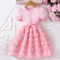 thumbnail image 4 of Girls Party Dress & Easter Dress Pink, Princess Style Flower Girl Dress with 3D Roses and Pearl Details for Kids 4-8 Years,Size 5-6 T, 4 of 7