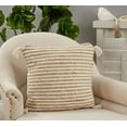 thumbnail image 3 of Fennco Styles Woven Striped Tassel Cotton Jute Decorative Throw Pillow Cover 20" W x 20" L - White Textured Cushion Case for Home, Couch, Bedroom, Living Room and Office Décor, 3 of 3