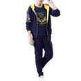 thumbnail image 1 of Sonducket 3 unids/set fiesta viaje niños abrigo camiseta pantalones cremallera chaqueta pantalones ropa Kit ropa regalo de cumpleaños conjuntos de ropa Azul marino 170cm, 1 of 6