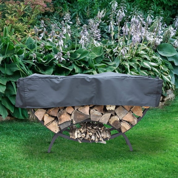 LITINKIMI Black Firewood Rack Cover Heavy Duty Waterproof Outdoor Log Protection