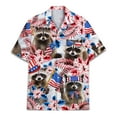 thumbnail image 2 of Funny Floral Tropical Patriotic Raccoon Hawaiian Shirt For Men Aloha Mens Hawaiian Shirts Short Sleeve Button Down Shirt Men, 2 of 7