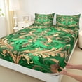 thumbnail image 3 of Erosebridal Gold Damask Bed Sheets Queen,Boho Bohemain Flower Bedding Queen Size,Vintage Florals Sheet Set Queen For Men Women,Breathable Room Decor，4-Piece, 3 of 8