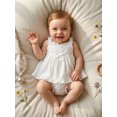thumbnail image 5 of BemeyourBBs Toddler Baby Girls Summer Clothes Little Baby Girl Summer Outfit Cute Solid Color Strap Sleeveless Eyelets Ruffle Tank Vest Tops with Bloomer Shorts 2Pcs Set, 5 of 9
