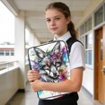 thumbnail image 6 of Haosy Accordion File Organizer Zipper Binder 500 Sheet 6-Tab Expanding File Folder Multi-Pocket 1.2 Inch 3 Ring Fox Head with Flower, 6 of 7