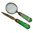 thumbnail image 3 of Antiqued Brass and Green Glass Decorative Magnifier & Letter Opener Set for Desk Office Den, 3 of 4