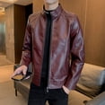 thumbnail image 4 of Chaqueta de cuero de moda para hombre con cuello alto y corte entallado Chaqueta de cuero de negocios informal Chaqueta de cuero para hombre Chaquetas de tendencia de ropa superior, 4 of 4
