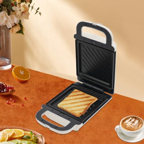 Mini Sandwich Maker with Non-Stick Plates 600W Electric Sandwich Compact & Easy to Store Maker Makes Sandwiches, Paninis, Grilled Cheese, Desserts, Quick Results, Easy Clean up (Wh