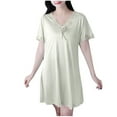 thumbnail image 2 of Weiqiqre Sleepwear for Women Satin Nightgown Summer Soft Lace Short Sleeve V Neck Sleep Shirt Sleepwear, 2 of 3
