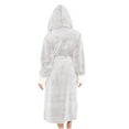 thumbnail image 3 of Womens Robe Hooded Sherpa Lined - Colorblock Long Plush Soft Luxury Bathrobe Fluffy Winter Loungewear, 3 of 4