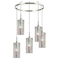 thumbnail image 2 of Woodbridge Lighting Tube 5-Light Glass Chandelier in Satin Nickel/Iridescent, 2 of 4