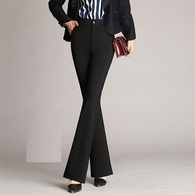 WILLBEST Pantalones Casuales para Mujer, con Bolsillos, Cintura Alta, Lisos, Rectos, Largos, Acampanados, para Comodidad y Estilo Diario. Extra Grande