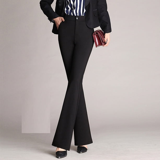 WILLBEST Pantalones Casuales para Mujer, con Bolsillos, Cintura Alta, Lisos, Rectos, Largos, Acampanados, para Comodidad y Estilo Diario. Grande