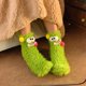 thumbnail image 2 of Calcetines de mujer con dibujos de monstruos mullidos, calcetines de felpa 3D de terciopelo coral, calcetines cálidos y acogedores para invierno, calcetines de regalo de Navidad, zapatillas (verde), 2 of 3