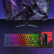 Gaming Keyboard and Mouse Combo, 88Keys Compact Rainbow Backlit Mechanical Touch Keyboard, RGB Backlit 6400 DPI Lightweight Gaming Mouse with Honeycomb Case for Windows PC Gamers (Black)