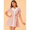 thumbnail image 3 of INSPIRE CHIC Robe Florale pour Femmes Col Pointu Boutonnée Ceinturée Robes d'Été Rose G, 3 of 6