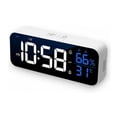 thumbnail image 1 of Reloj despertador digital, reloj despertador digital LED con funciones de alarma/repetición/temperatura/control de sonido, reloj despertador digital, espejo recargable USB de 12/24 horas para dormitor, 1 of 4