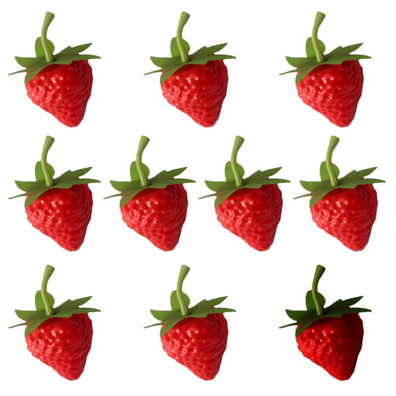 10pcs Realistic Artificial Strawberry Simulations Fruit Model Fake Strawberry Display Props Kitchen Parties Home Decors