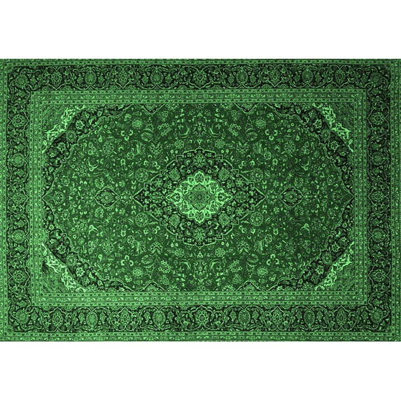 Ahgly Company Indoor Rectangle Medallion Emerald Green Traditional Area Rugs, 5' x 7'