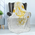 thumbnail image 4 of Daffodil Soft Flannel Fleece Throw Blanket, Daffodils on Ornate Background Floral Repeating Swirling Curves Spring Pattern, Cozy Plush for Indoor and Outdoor Use, 50" x 60", Grey Yellow, by Ambesonne, 4 of 5