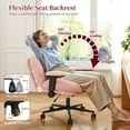 thumbnail image 3 of Romorgniz Criss Cross Chair with Adjustable Arms & Lumbar Support Vanity Chair with Reclining Back, Thick Cushion & Wheels for Office, Gaming, Reading, Vanity, Pink, 3 of 8