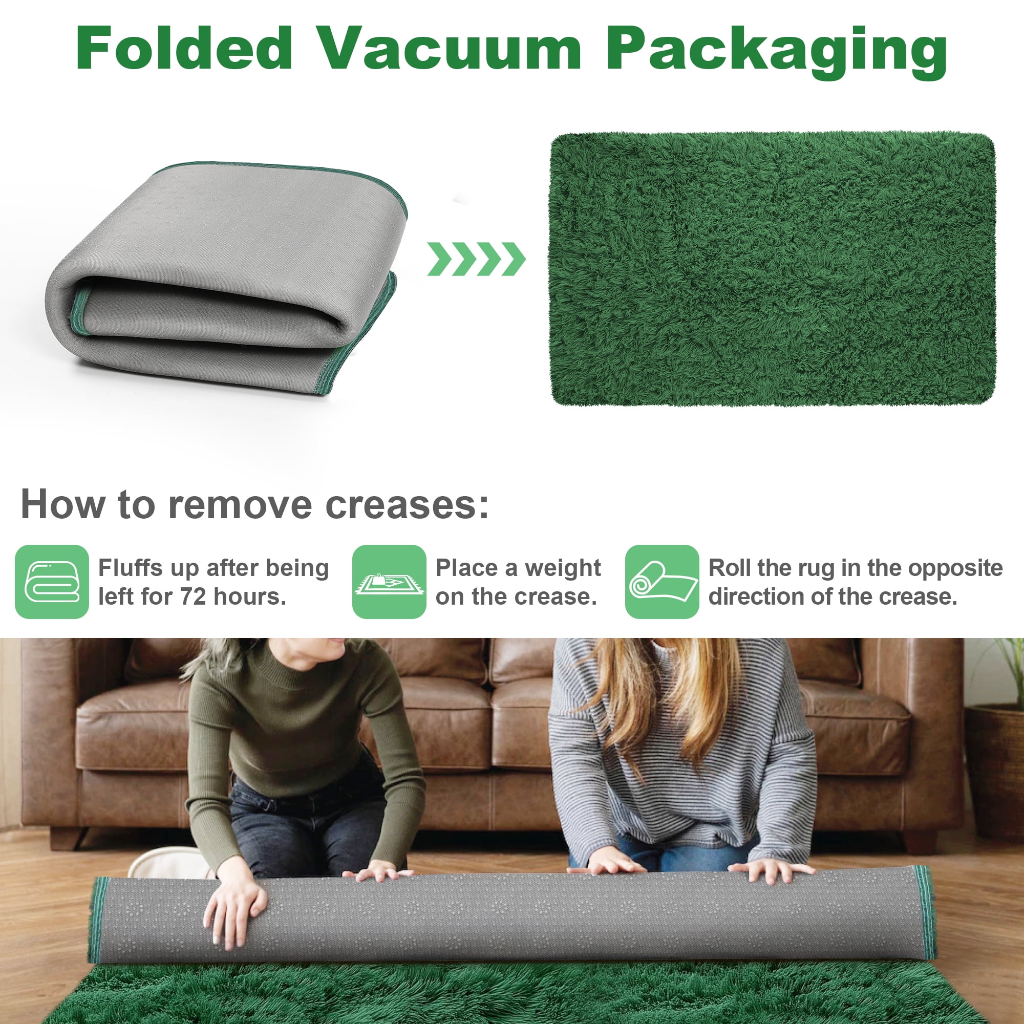 Nefoso Shag Area Rug, 6ft x 9ft Soft Fluffy Area Rugs for Living Room Bedroom Decor Carpet, Dark Green