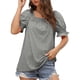 thumbnail image 2 of Camiseta de manga soplada para mujer, color puro, suelta, suave, agradable a la piel, blusa de manga corta de moda para trabajo de oficina al aire libre, 2 of 6