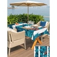 thumbnail image 5 of Outdoor Tablecloth with Umbrella Hole for Patio/Picnic/Party/Camping, Blue Teal Botanical Waterproof Table Cloth Rectangle Table Cover Washable, Maple Leaf Vintage Wooden (60"x 84"), 5 of 8