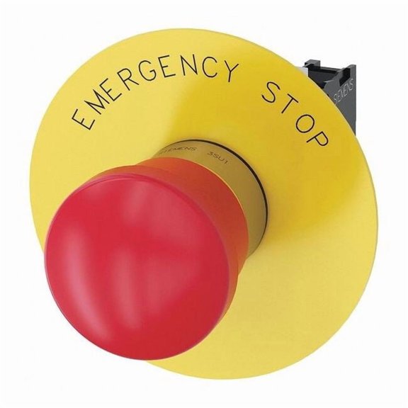 Siemens Push Button,22mm,Red,Metal Bezel 3SU1150-1HA20-1CG0