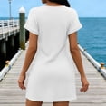 thumbnail image 6 of Womens Cover Ups for Swimwear V Neck Short Sleeve Bathing Suit Cover Up Twisted Swimsuit Coverup Beach Dress, 6 of 7