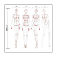 thumbnail image 1 of Fashion Illustration Ruler Sketch Template Sewing Ruler Humanoid Pattern Measuring Clothes,B,2 x Drawing Template, 1 of 9