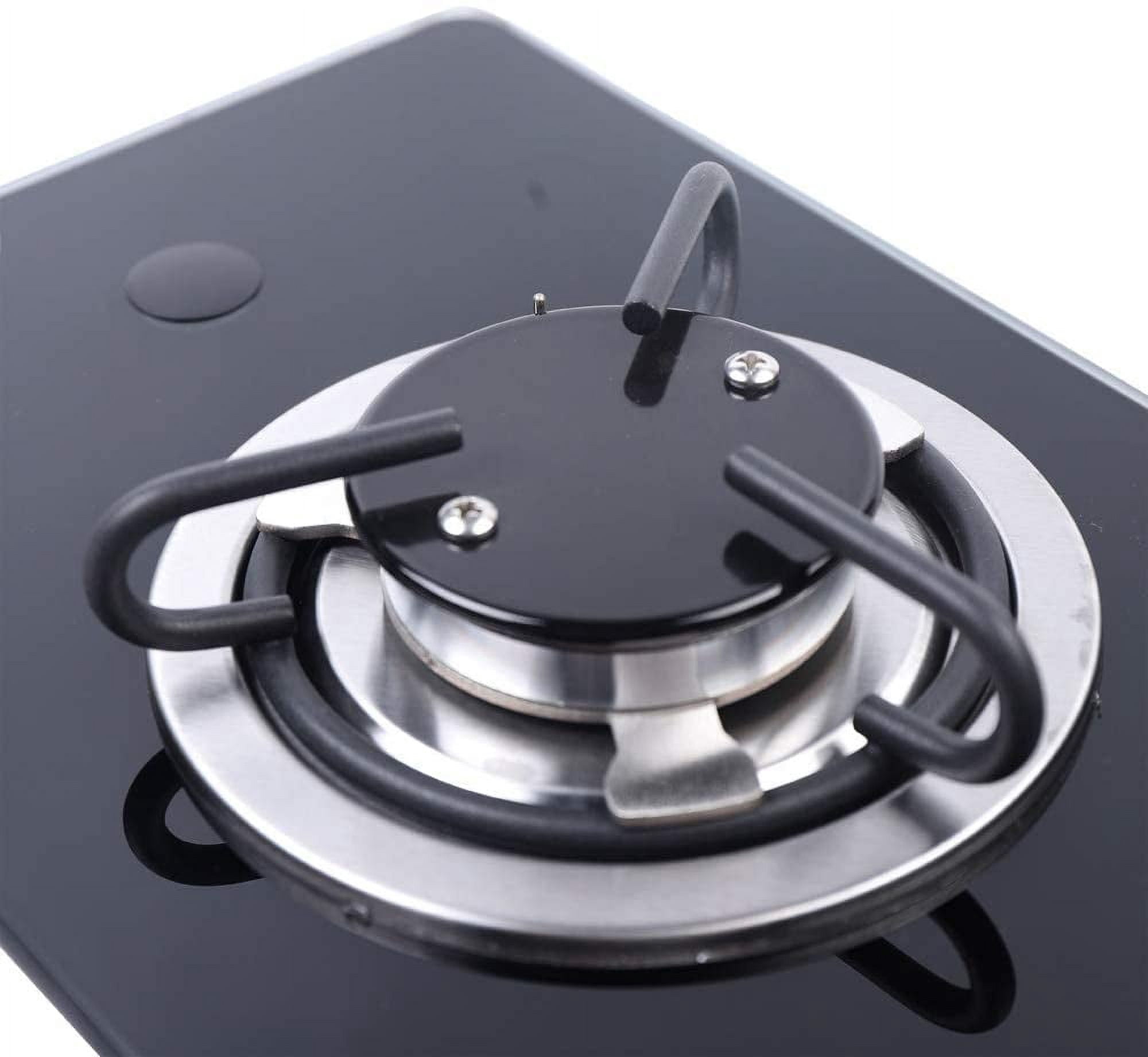 Miumaeov RV Cooktop Stove Portable Camper LPG Gas Stove Single Burner w/Tempered Glass, Multi-level Fire Adjustment Stainless Steel Built-In Gas Hob