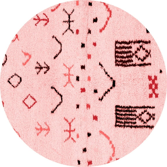 Ahgly Company Machine Washable Indoor Round Solid Red Modern Area Rugs, 3' Round