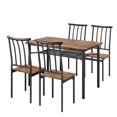 thumbnail image 1 of Modern Dining Table Set for 4, 5 Piece Metal and Wood Kitchen Table with Storage Rack and 4 Chairs, Space Saving Dining Set for Breakfast Nook, Living Room, 1 of 8