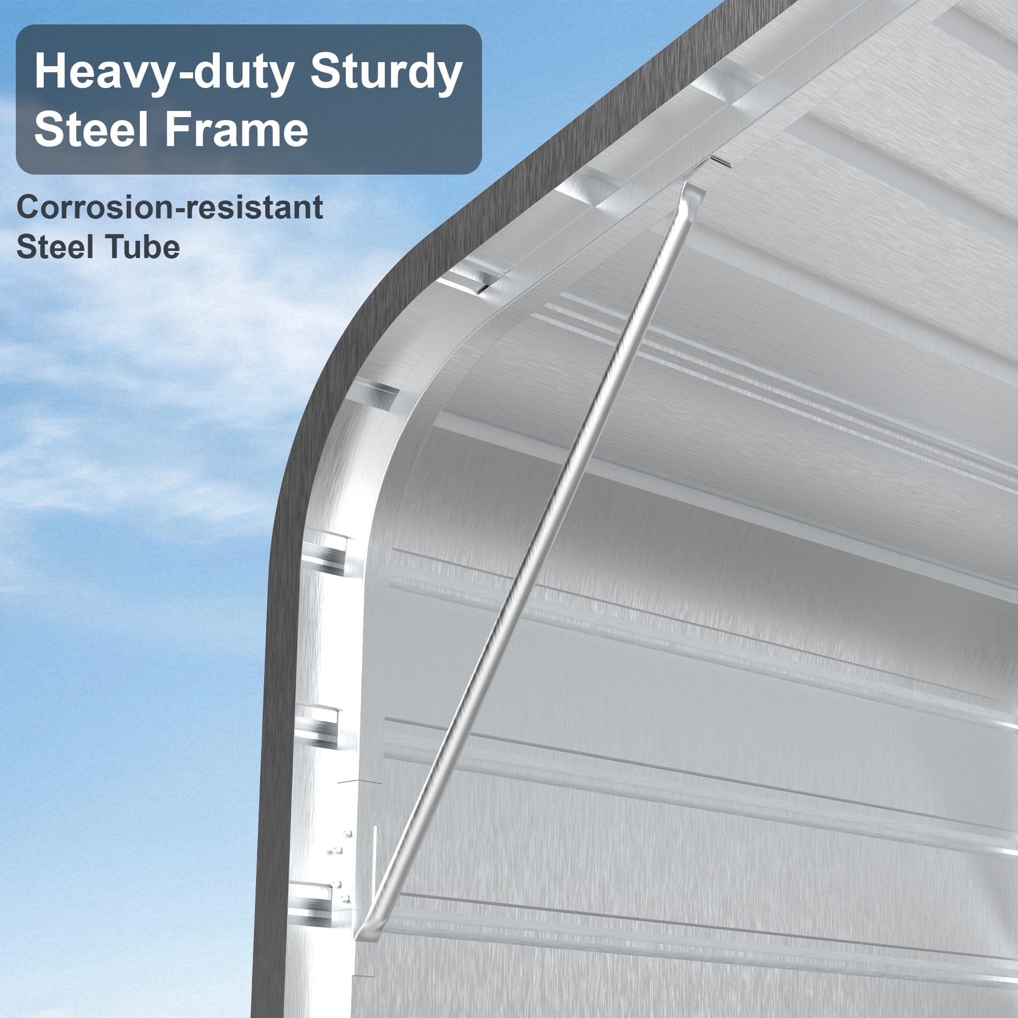 12x20FT Reinforced Metal Carport, Heavy Duty Steel Structure with Support Beams, Spacious Car Shelter for Boats/Tractors, All-Weather Use, Red