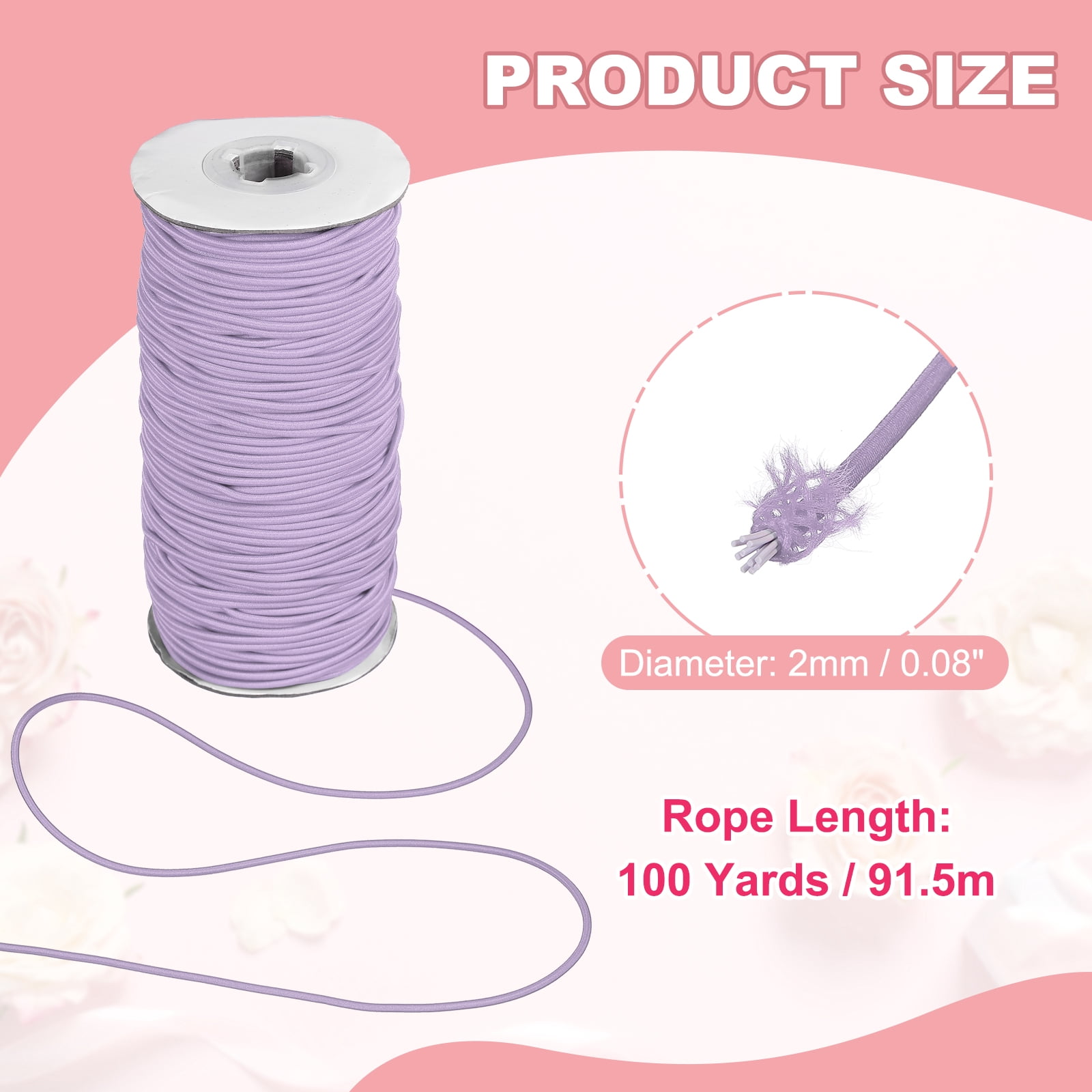 Uxcell Stretchy String for Bracelets, Elastic Crystal Thread Stretch Elastic Beading Cord 2mm & Light Purple-Fitting For(Bracelets/Sewing/Beading/Necklace/Jewelry Making/Crafts DIY)