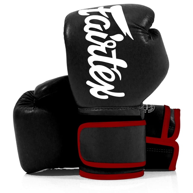 Fairtex BGV14 Muay Thai Boxing Microfibre Gloves for Men, Women, Kids | MMA Gloves, Kickboxing, Gym, Workout | Premium Quality, Light Weight & Shock Absorbent Boxing Gloves- (Black w/red trim/8oz)