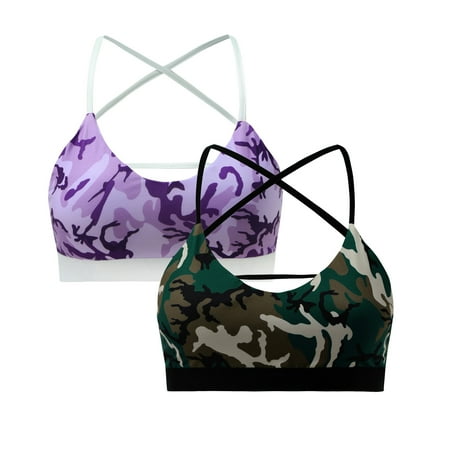 

Outfmvch Women Bras 2PC Women Fashion Back Strap Workout Sport Yoga Underwear Bras Lingerie Purple L