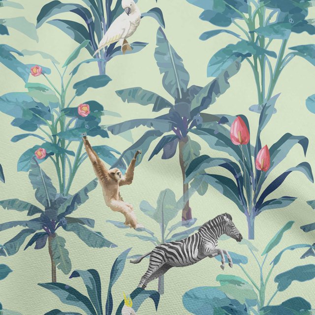 oneOone Silk Tabby Mint Fabric Tropical Animal Craft Projects Decor Fabric Printed By The Yard 42 Inch Wide