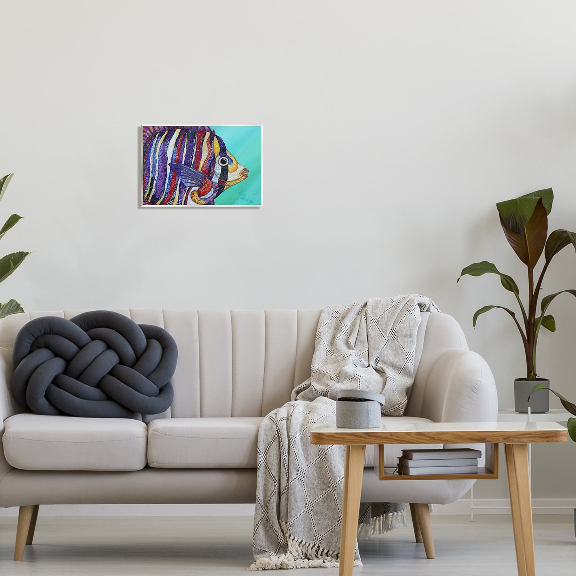 Stupell Industries Broad Fin Varied Layered Stripes Aquatic Fish Design Painting Unframed Art Print Wall Art, Design by Lisa Morales