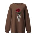 thumbnail image 3 of Gibobby Sudaderas para mujer Sudadera de talla grande para mujer Cuello redondo Manga larga Suéter suelto casual (Marrón, L), 3 of 4