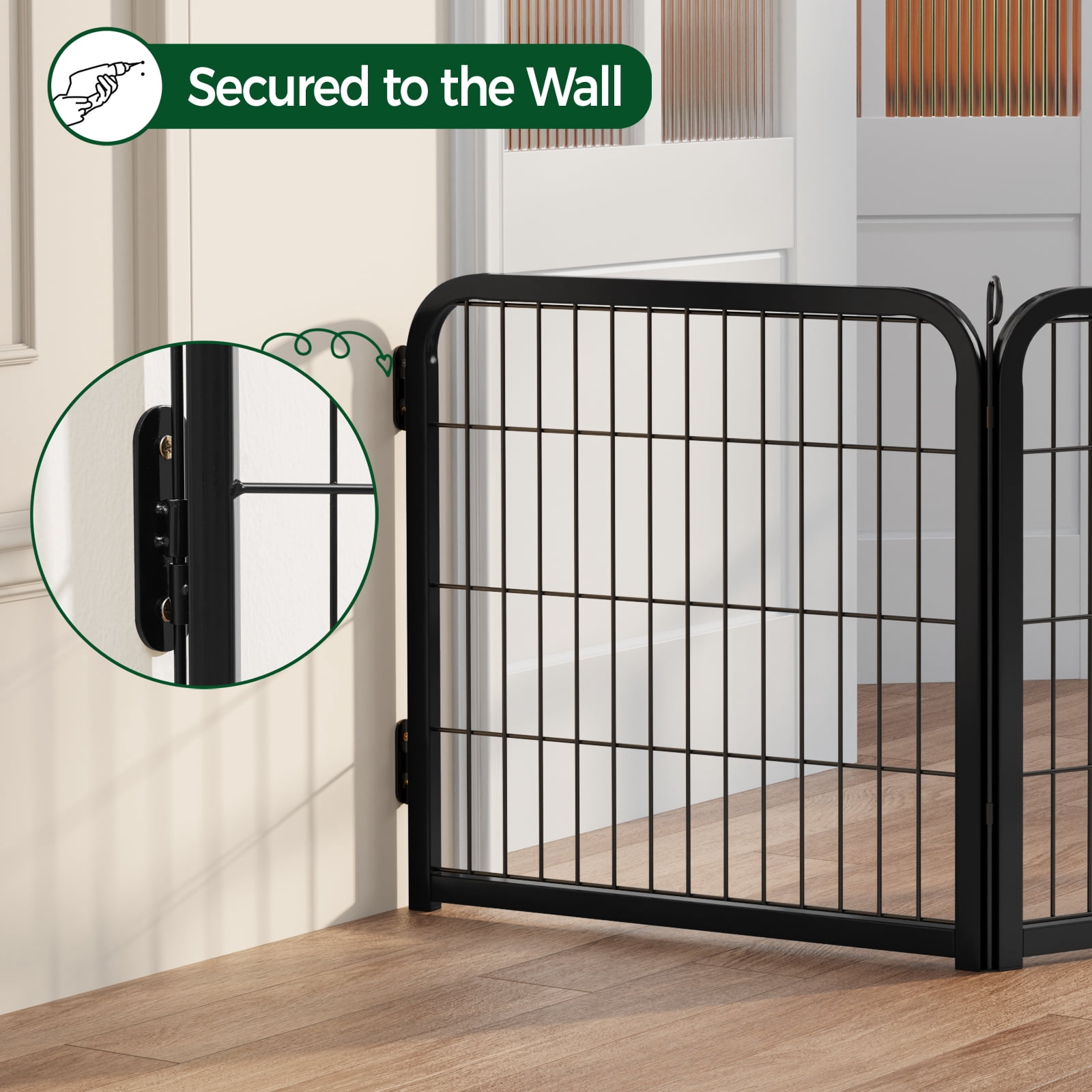 Alden Design 24″ Tall 4-Panel Metal Dog Playpen with Door, Black