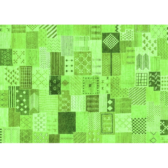 Ahgly Company Indoor Rectangle Abstract Green Modern Area Rugs, 7' x 10'
